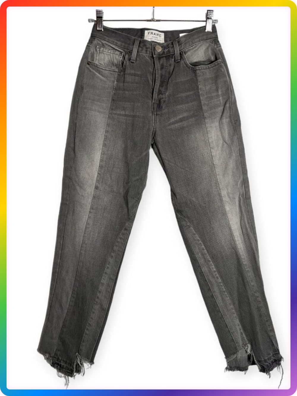 Frame Le Mix Nouveau Jeans SIZE 25 RUNS SMALL Ash Gray Two Tone Raw Hem